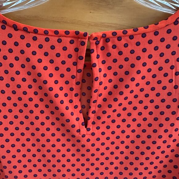 Ann Taylor Red/Burnt Sienna Blouse with Purple Dots EUC - Picture 3 of 8